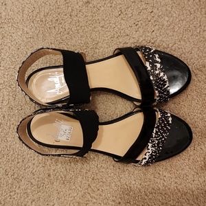 Amalfi Black Leather Straps Patent and Snake Print  Size 7